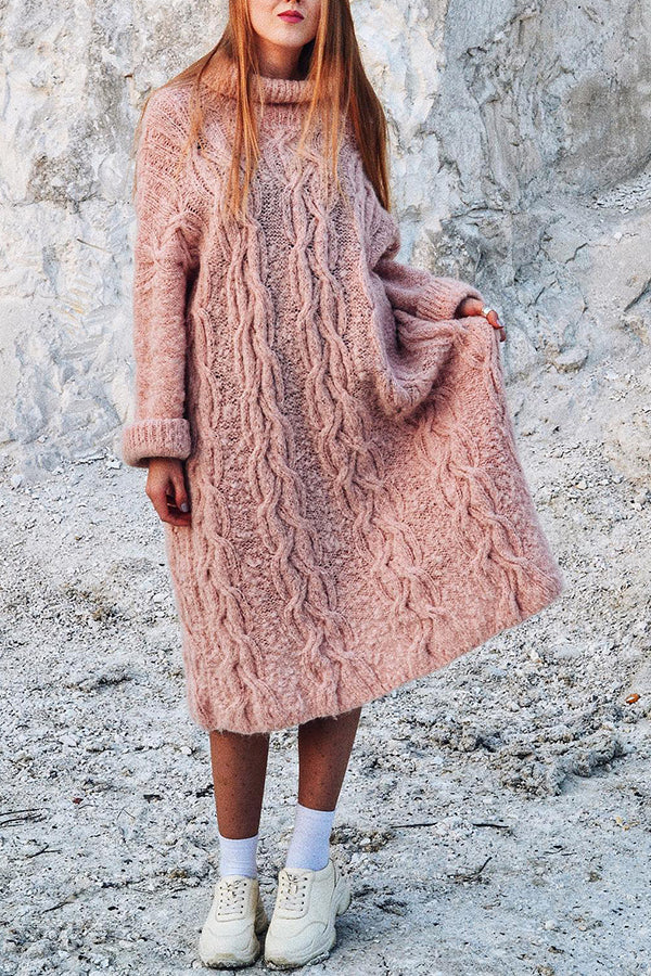 Pink Cashmere Hand Knitted Sweater Dress