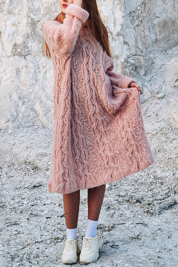 Pink Cashmere Hand Knitted Sweater Dress