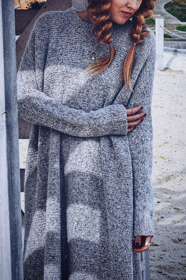 Gray Cashmere Knitted Sweater Dress