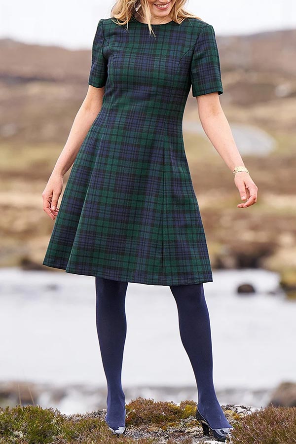 Ladies Plaid Swing Dress