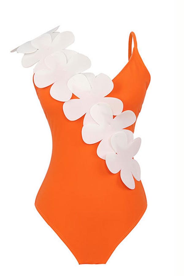 3D Flower One-Piece Swimsuit + Cover Skirt