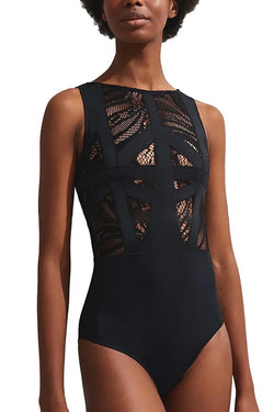 Lace Paneled One-Piece Swimsuit