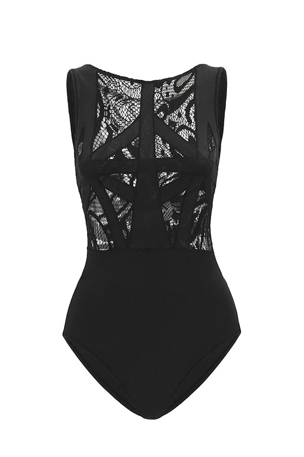 Lace Paneled One-Piece Swimsuit