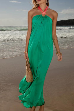 Giana Halter Neck Maxi Dress - Green