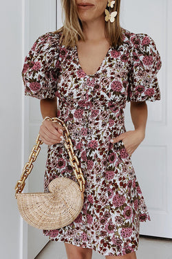 Puff Sleeve Floral Mini Dress