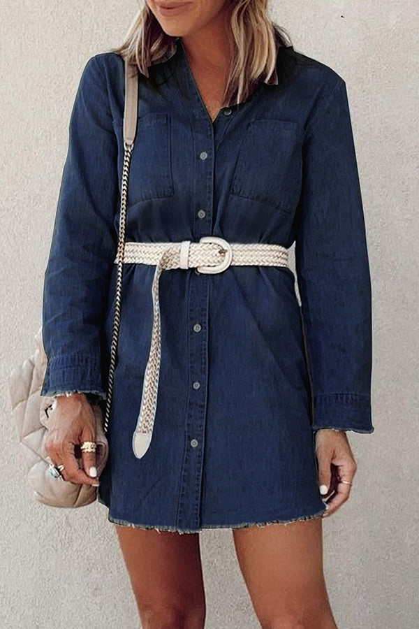 Thin Denim Shirt Mini Dress