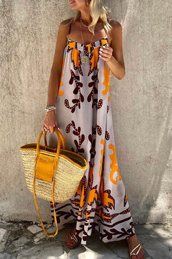 Sunday¡¯S Color Palette Ethnic Printed Loose Cami Maxi Dress