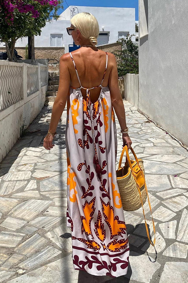 Sunday¡¯S Color Palette Ethnic Printed Loose Cami Maxi Dress