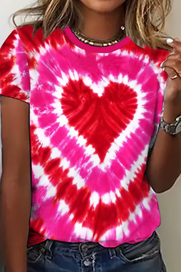 Heart Print Crew Neck T-Shirt