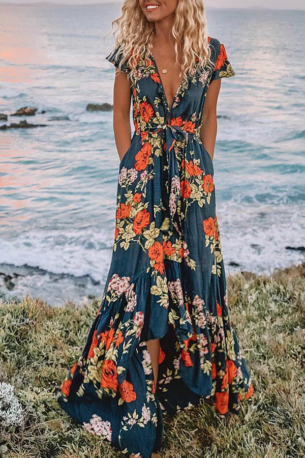 Irregular Printed Maxi Dress