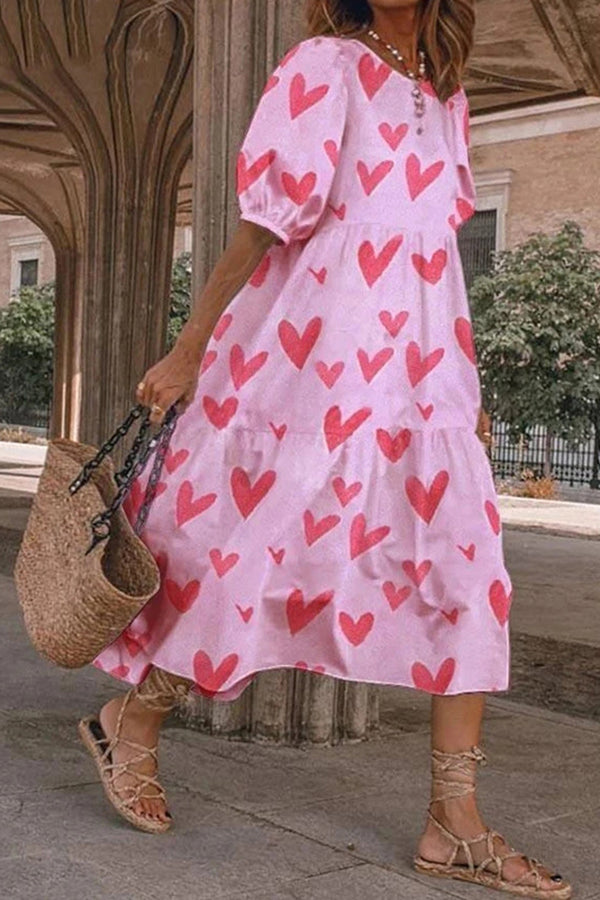 Pink Love Printed Cotton Dress