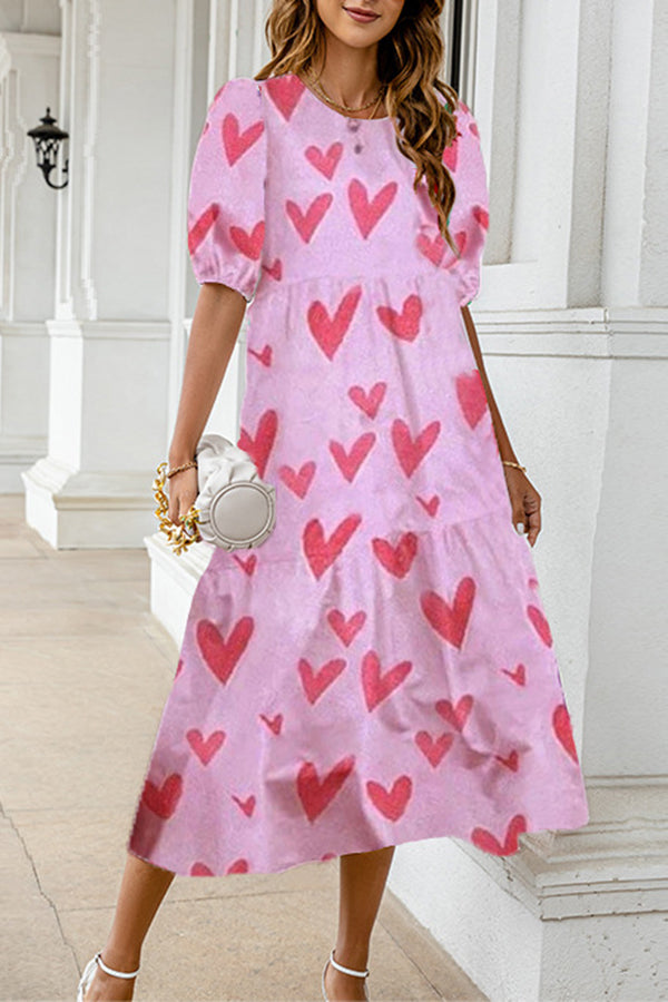 Pink Love Printed Cotton Dress