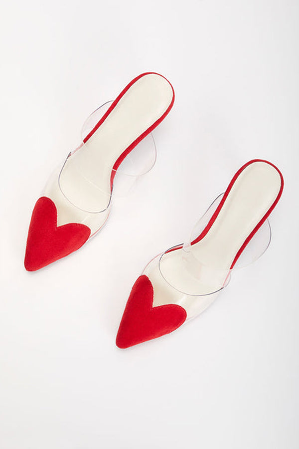 Queen Of Hearts Suede Heeled Mule