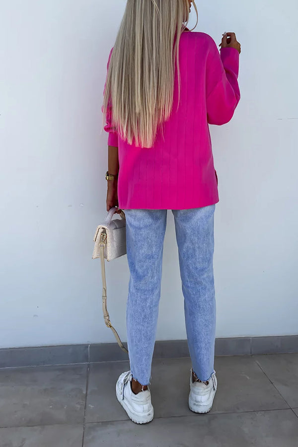 Alora Pink Sweater With Collar