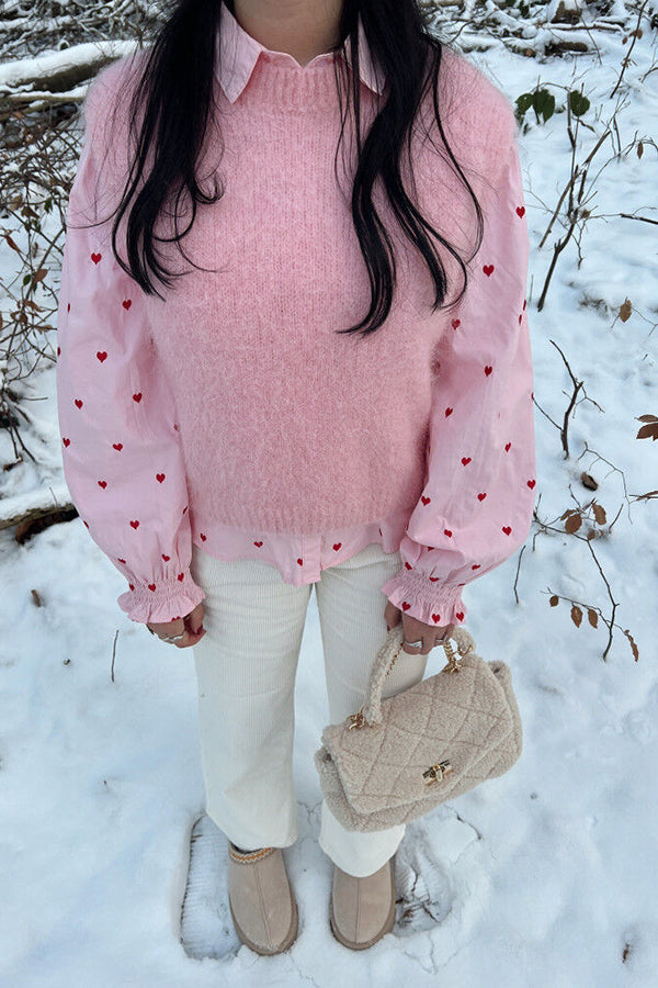 Pink Wool Layered Vest