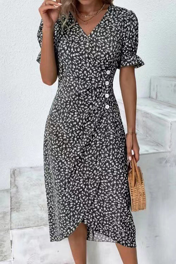 Vacation Floral V Neck Dress