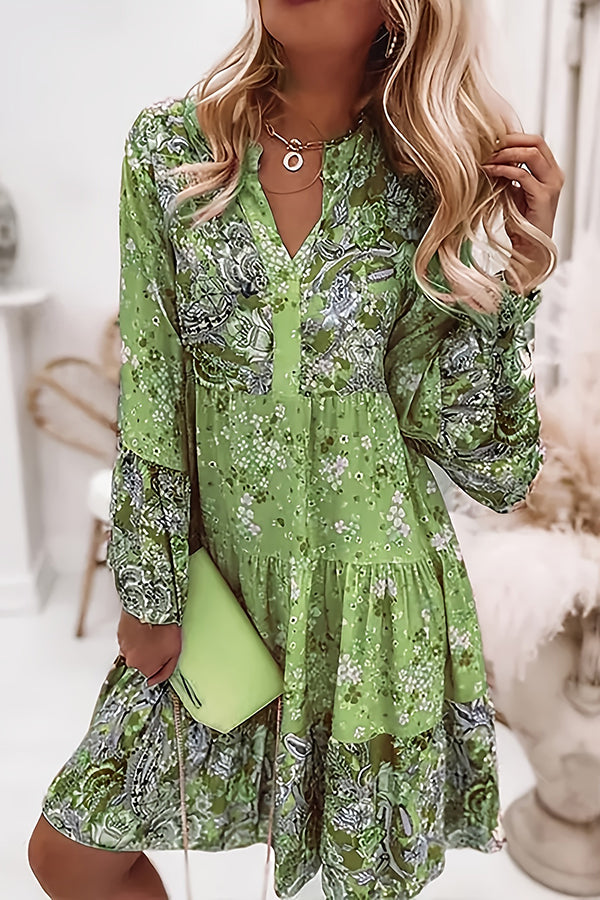 Floral Print Ruffle Hem Dress