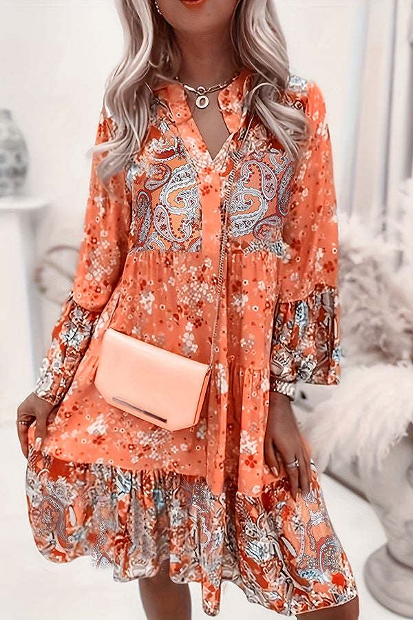 Floral Print Ruffle Hem Dress