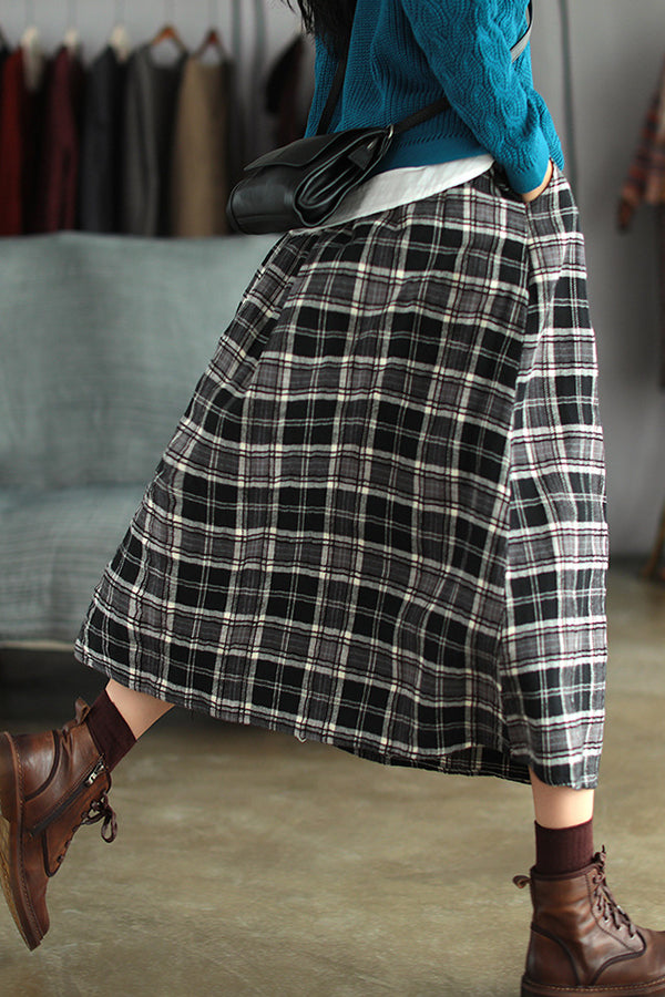 Artistic Retro Plaid A-Line Skirt