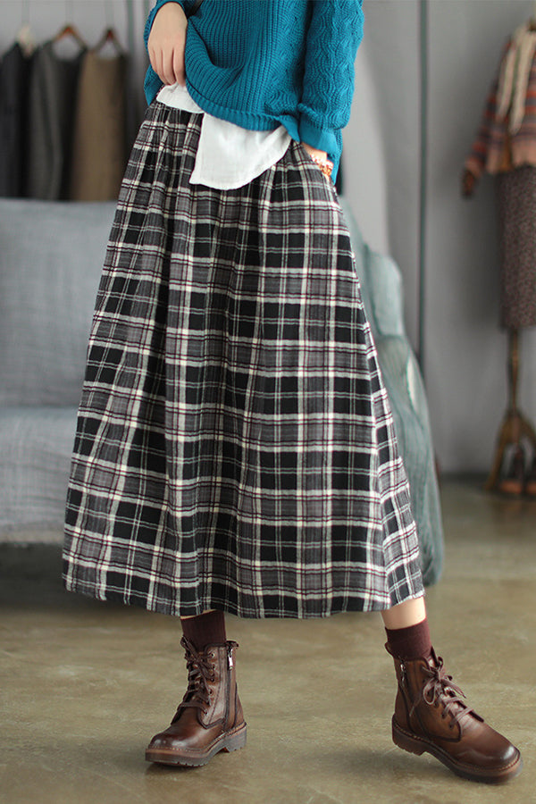 Artistic Retro Plaid A-Line Skirt