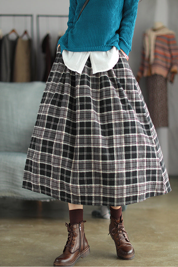 Artistic Retro Plaid A-Line Skirt