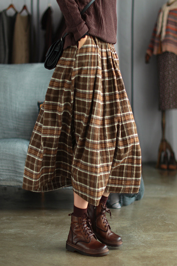 Artistic Retro Plaid A-Line Skirt