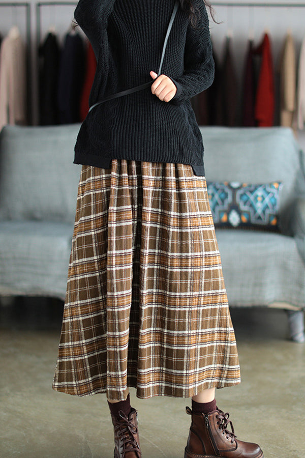 Artistic Retro Plaid A-Line Skirt