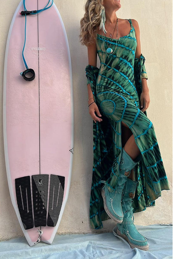 Tie-Dye Sleeveless Slit Maxi Dress