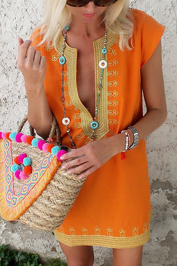 Bohemian Ethnic Style Mini Dress