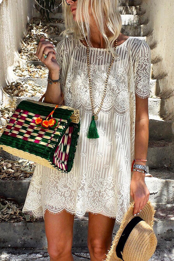 Bohemian Lace Mini Dress