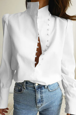 Elegant Turtleneck White Woman Blouse