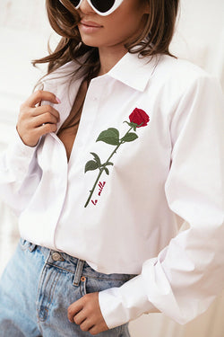 Rose Print Cotton Shirt