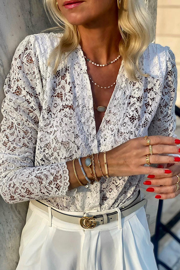 V-Neck Lace Blouse