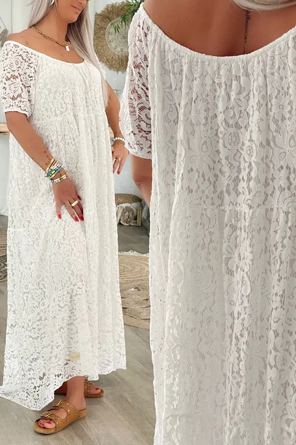 Floral Lace White Dress