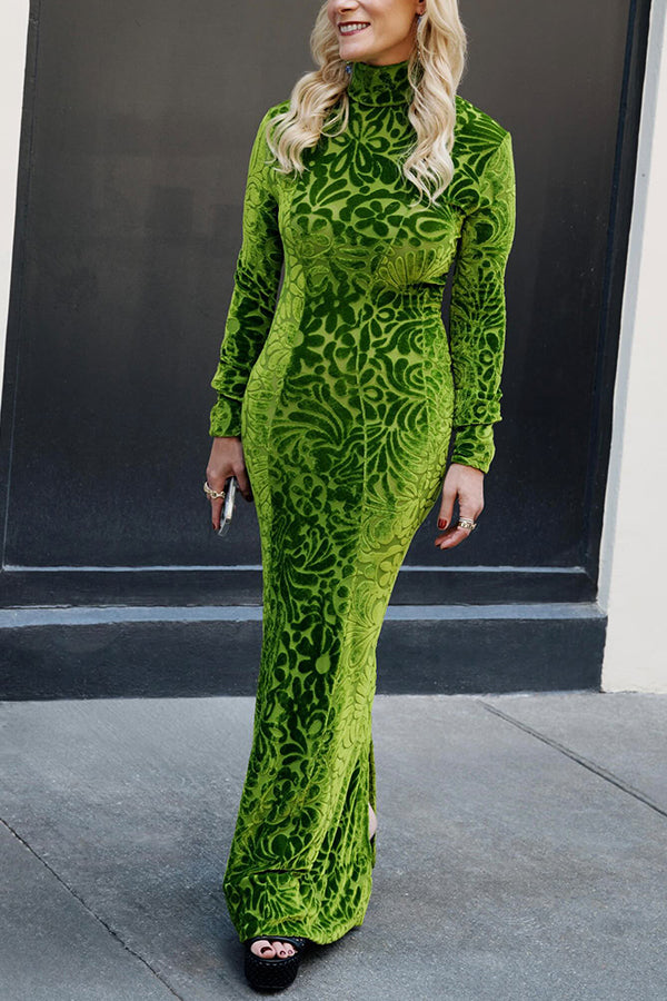 Fruit Green Velvet Dress