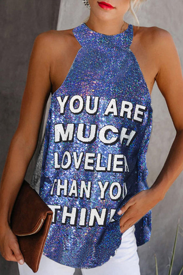 Life Attitude Slogan Sequin Camisole