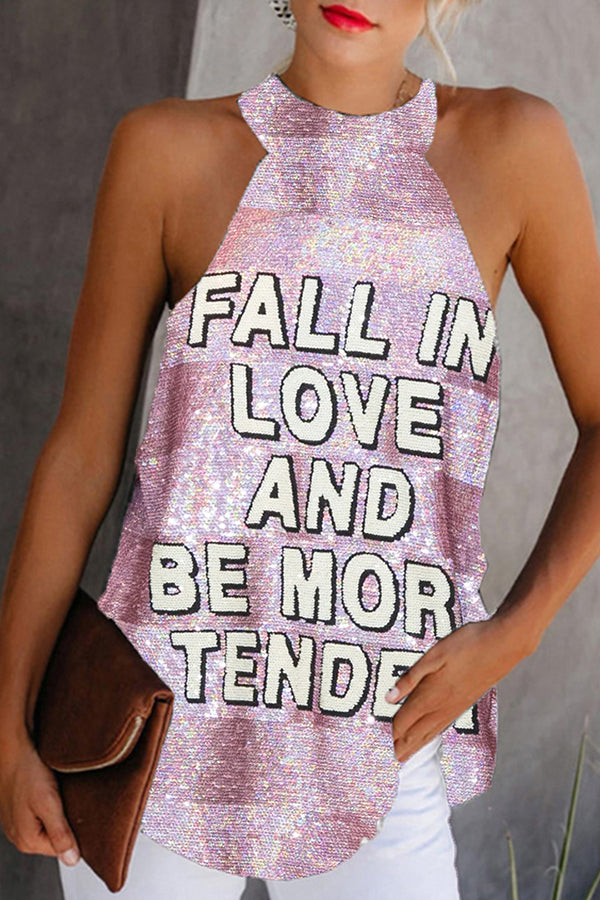 Life Attitude Slogan Sequin Camisole