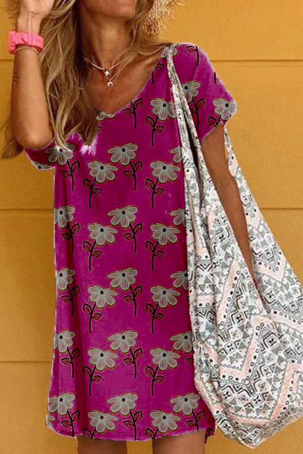 Colorful Printed Comfortable T-Shirt Dress