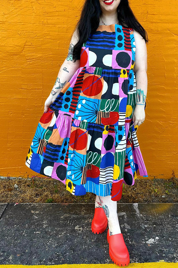 Color Block Check Dress