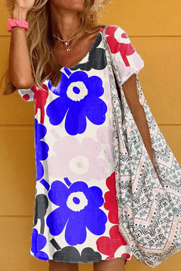 Floral Print Cotton T-Shirt Dress