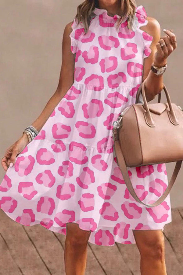 Pink Leopard Print Date Dress