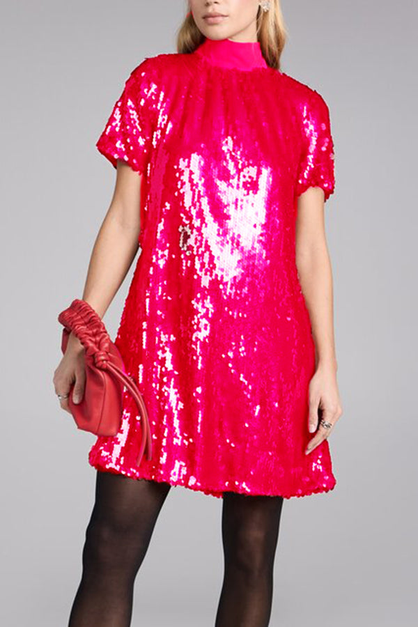 Bow-Accent Sequinned Mini Dress