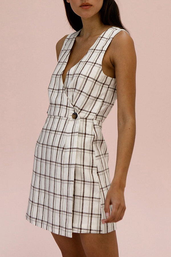 The Bernie Dress in our exclusive handloom plaid linen 