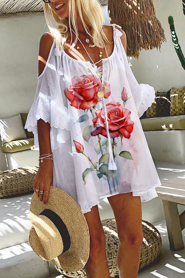 Printed Bohemian Linen And Cotton-Blend Mini Dress