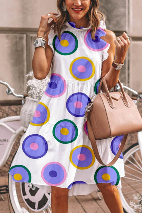 Psychedelic Geometric Print Cotton Dress