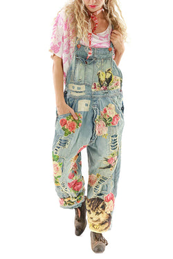 Ripped Patchwork Loose Overalls