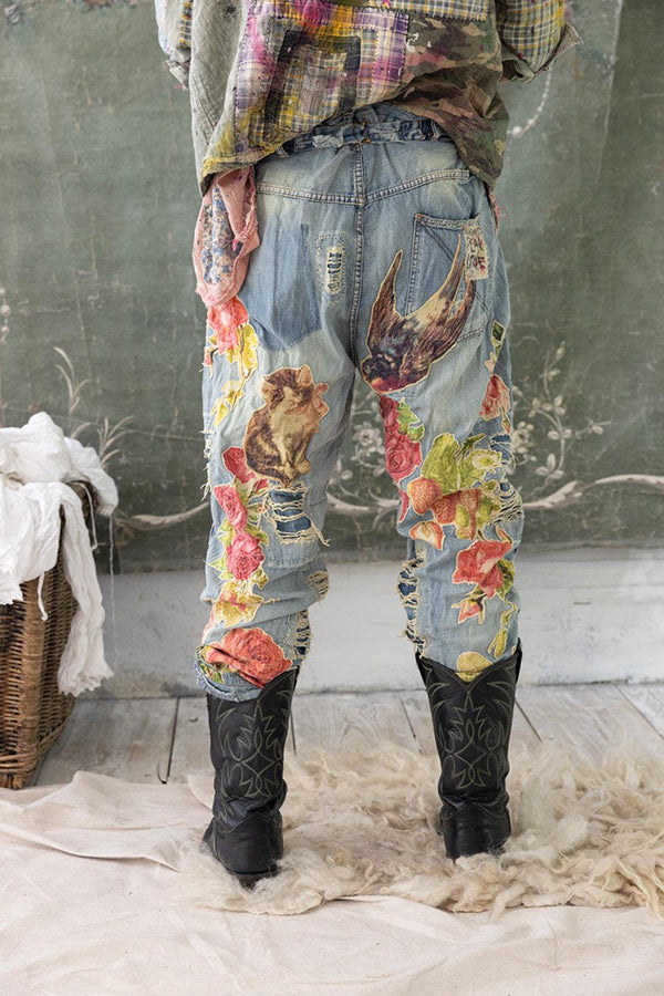 Floral Appliqu¨¦ Miner Denims