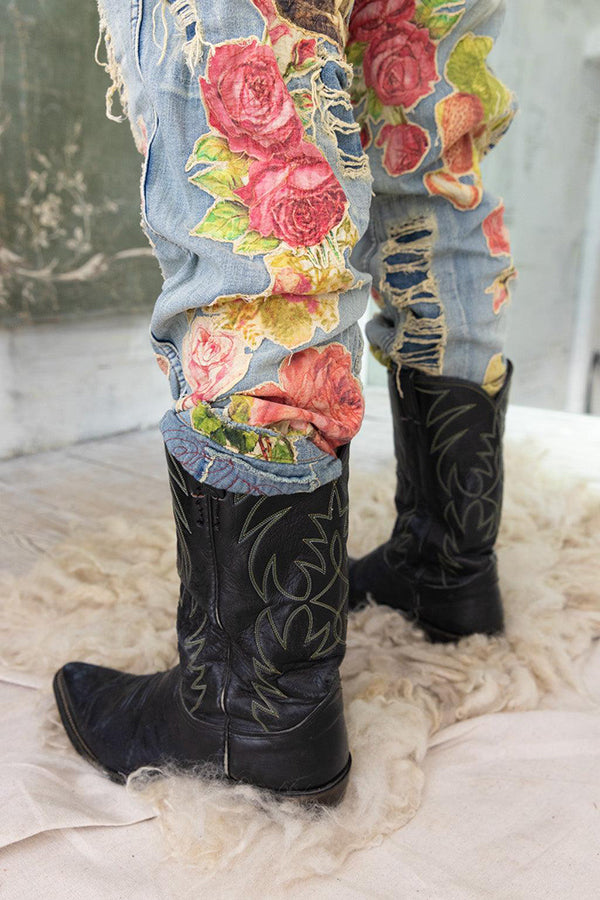 Floral Appliqu¨¦ Miner Denims