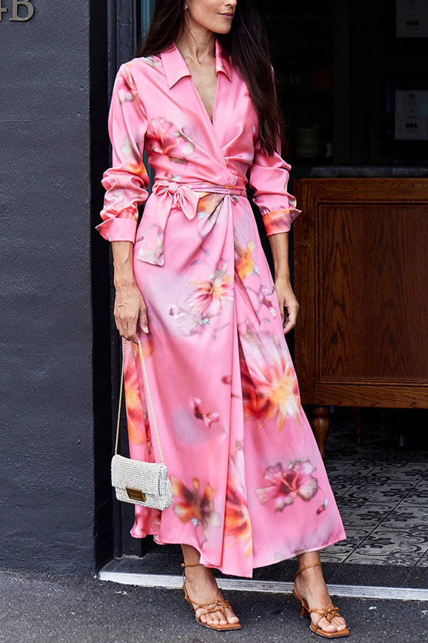 Floral Wrap Midi Dress