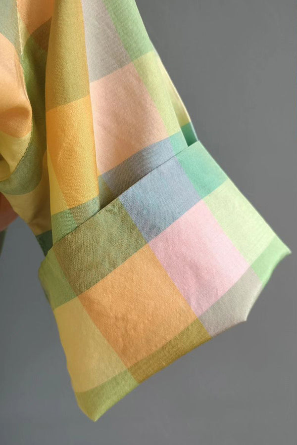 Exquisite Pastel Rainbow Silk Shirtdress